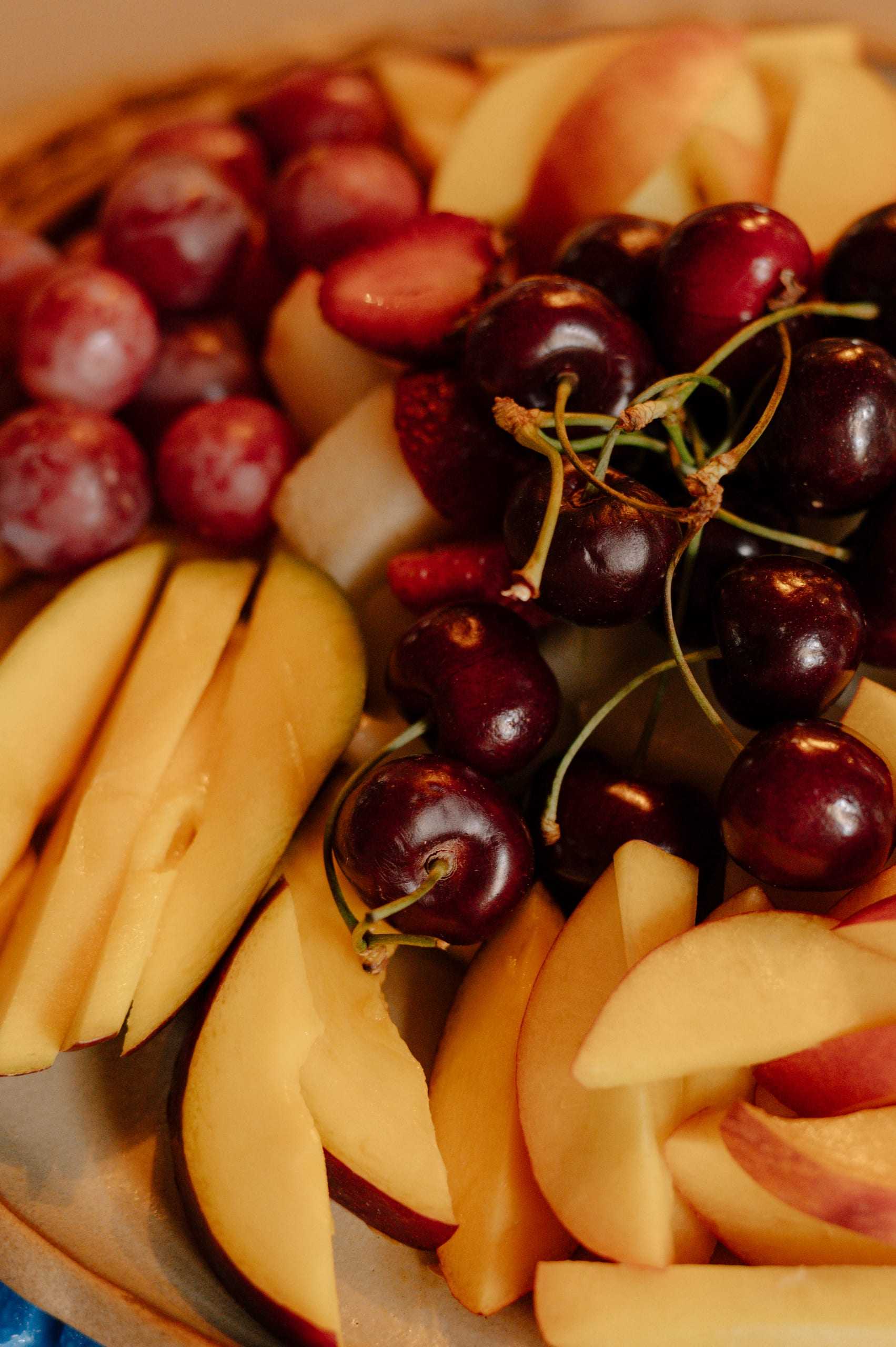 Fresh mango and cherries